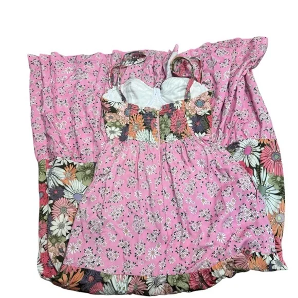 Agua Bendita Alani Maxi Dress in Bloom Floral Patchwork Size S NWT